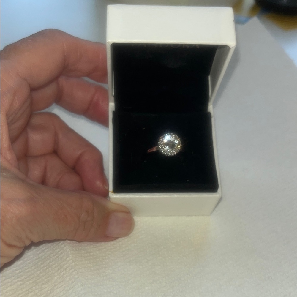 Pandora Silver Ring with Clear Center and Pavé Halo - Picture 5 of 5